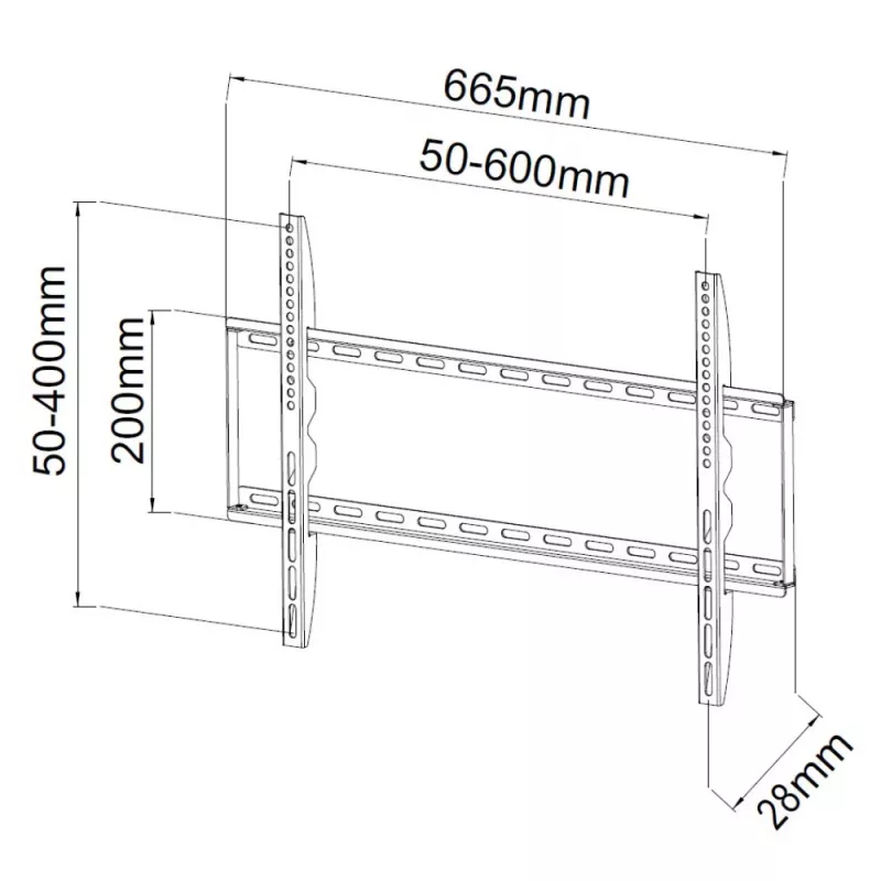 Techly ICA-PLB 162L televizora sienas stiprinājums, 40-65", 50 kg, plāns 28 mm