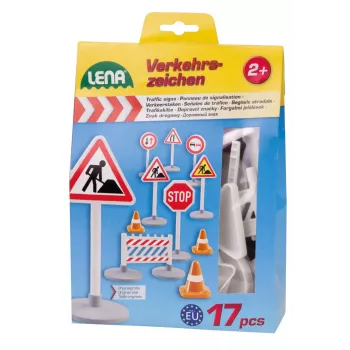 Lena 04440 Ceļa zīmju komplekts rotaļlietām, 17 detaļas