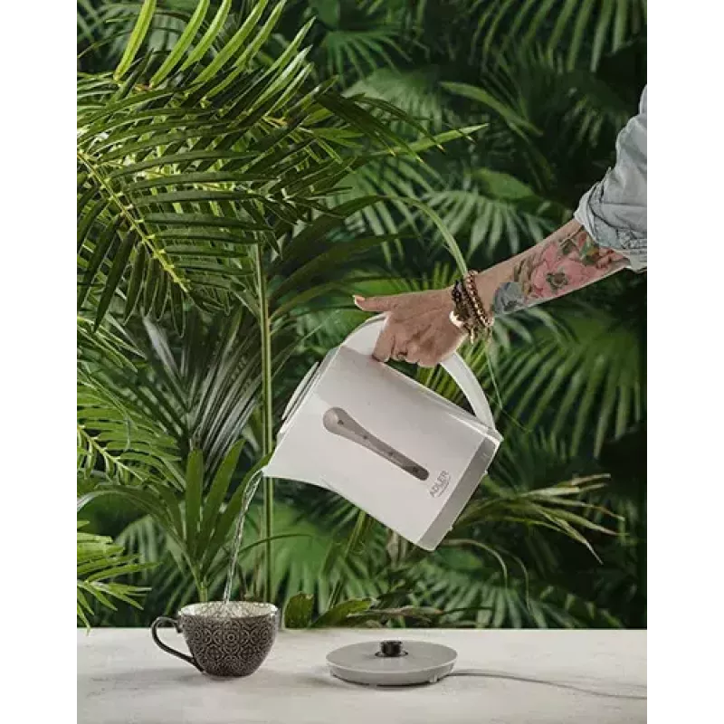 Elektriskā tējkanna Adler AD 1244 — 2,5 L, 2200 W, balta, slēptais sildelements