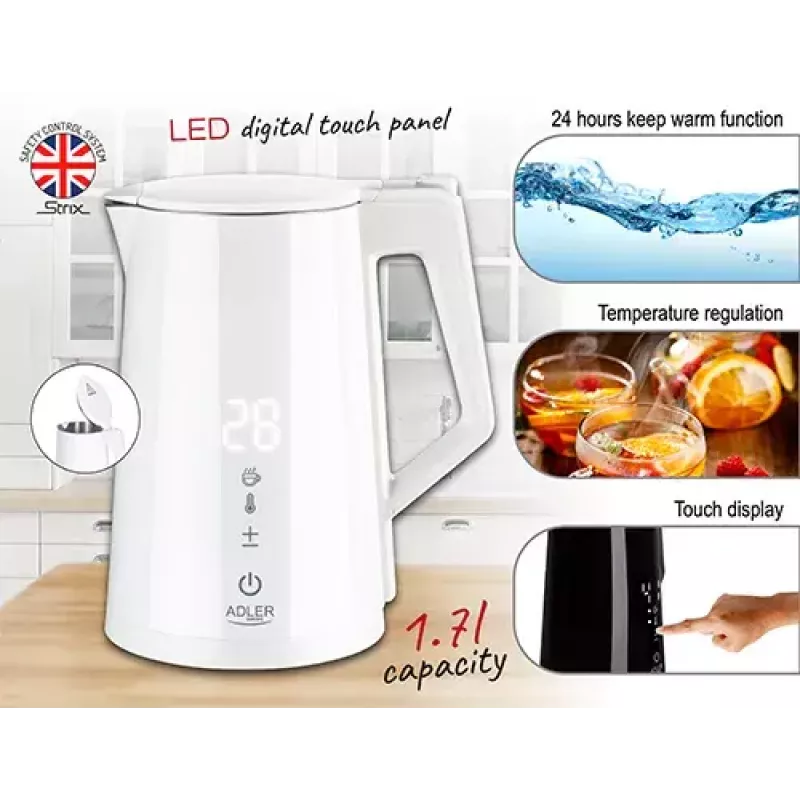 Elektriskā tējkanna Adler 1.7 L 1850 W Balta