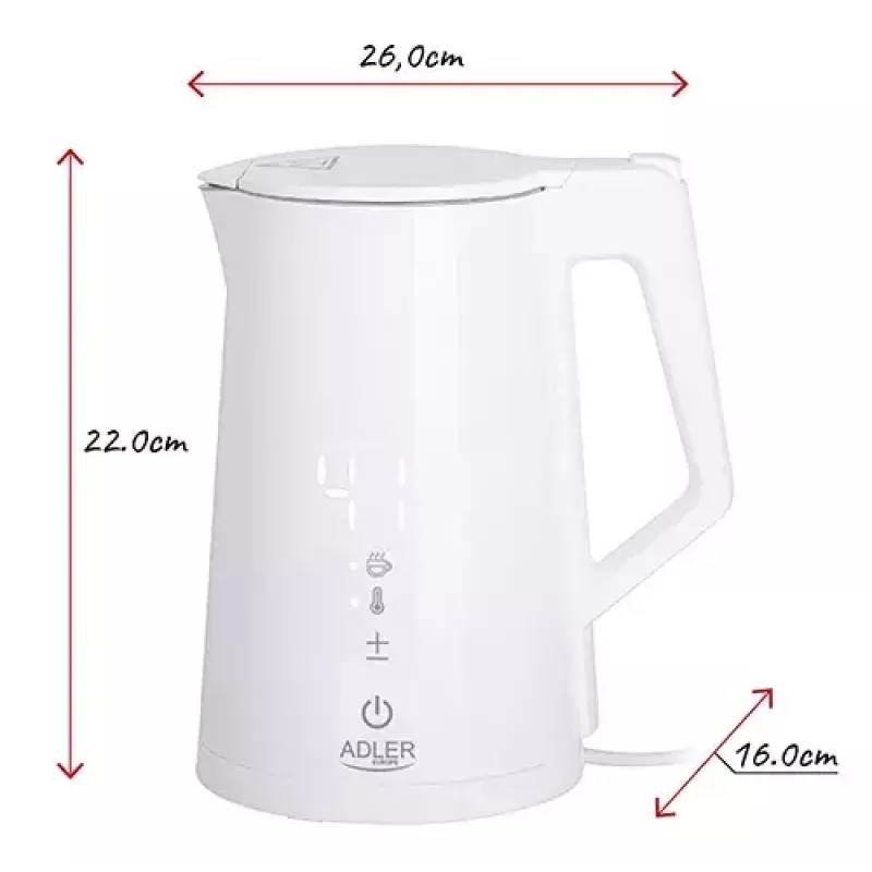 Elektriskā tējkanna Adler 1.7 L 1850 W Balta