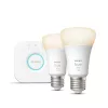 Philips Hue White Starter komplekts: 2 E27 viedās spuldzes (1100 lm), Bluetooth/Zigbee, balts, LED, E27, A60