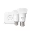 Philips Hue White Starter komplekts: 2 E27 viedās spuldzes (1100 lm), Bluetooth/Zigbee, balts, LED, E27, A60