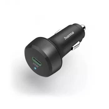 Hama 00201638 auto lādētājs viedtālrunim un planšetdatoram, 25 W, USB Type-C, Lightning ātra uzlāde, melns