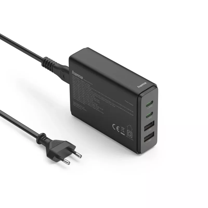Hama 00201979 ātrais lādētājs klēpjdatoriem, power bankiem, viedtālruņiem, planšetdatoriem, 65 W, GaN, melns