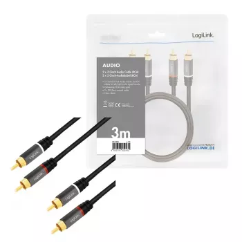 Audio kabelis LogiLink CA1206 3m 2xRCA Melns