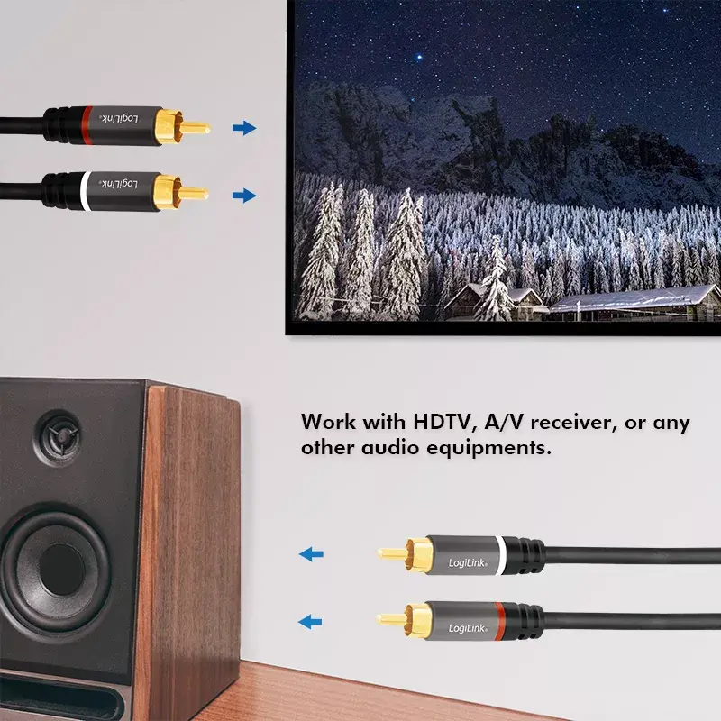 Audio kabelis LogiLink CA1208 7,5 m 2 x RCA Melns