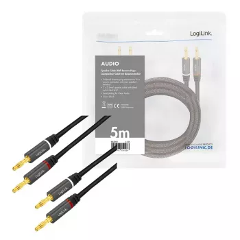 Audio kabelis LogiLink CA1211 5m 2x Banana Melns