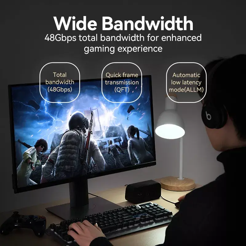 HDMI kabelis Vention 2.1 8K 2 m, pīts kokvilnas apvalks, 48 Gbit/s, 120 Hz, HDMI Type A vīriešu–vīriešu, zils