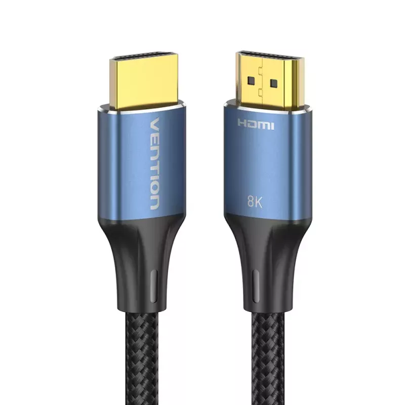 HDMI kabelis Vention 2.1 8K 2 m, pīts kokvilnas apvalks, 48 Gbit/s, 120 Hz, HDMI Type A vīriešu–vīriešu, zils