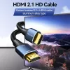 HDMI kabelis Vention 2.1 8K 2 m, pīts kokvilnas apvalks, 48 Gbit/s, 120 Hz, HDMI Type A vīriešu–vīriešu, zils