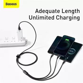 3-in-1 USB kabelis Baseus Tungsten Gold CAMLTWJ-01