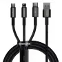 3-in-1 USB kabelis Baseus Tungsten Gold CAMLTWJ-01