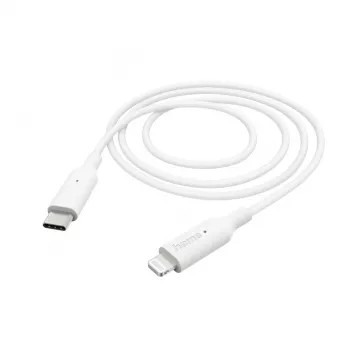 Hama uzlādes kabelis, USB-C – Lightning, 1 m, balts