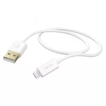 Hama uzlādes kabelis, USB-A - Lightning, 1,5 m, Balts