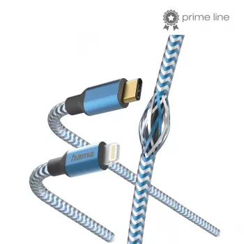 Hama Reflective Kabelis 1,5 m Zils Lightning uz USB C 3 A