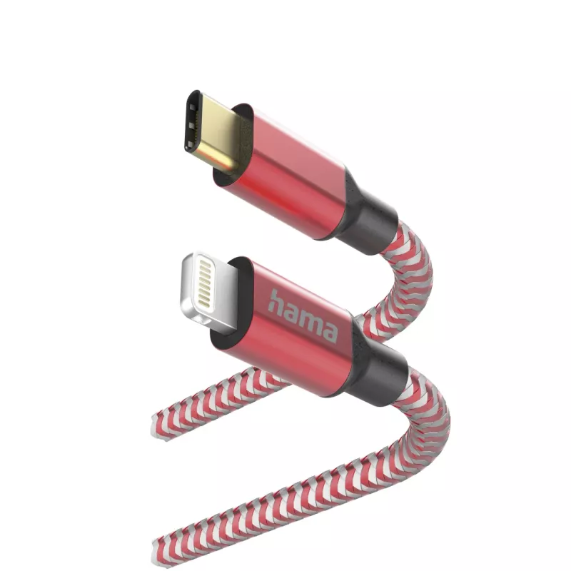 Hama Atstarojošais kabelis 1,5m Sarkans Lightning uz USB-C 3A