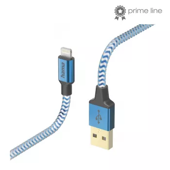 Kabelis Hama Reflective 1,5 m Zils Lightning uz USB A 2,4 A
