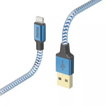 Kabelis Hama Reflective 1,5 m Zils Lightning uz USB A 2,4 A