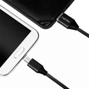 USB kabelis LogiLink CU0143 USB 2.0 0.3 m USB A Micro-USB B Melns