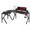 Stūra spēļu galds Huzaro Hero 6.3 Melns L-veida oglekļa šķiedras virsma 1540×1170×740 mm