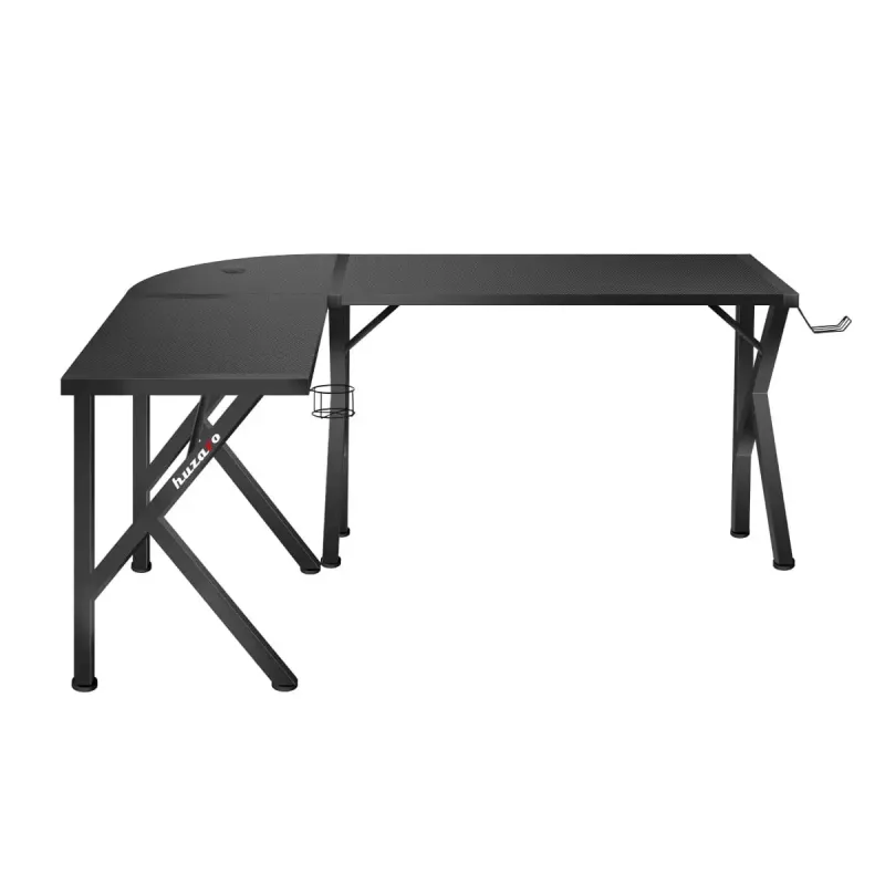 Stūra spēļu galds Huzaro Hero 6.3 Melns L-veida oglekļa šķiedras virsma 1540×1170×740 mm