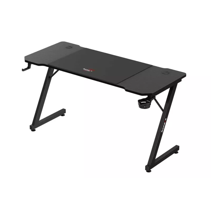 Ergonomiskais spēļu galds huzaro Hero 3.3 Melns — taisnstūra virsma 1400x600 mm, 740 mm augstums, 15 mm virsma
