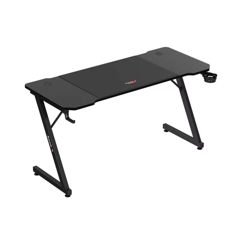 Ergonomiskais spēļu galds huzaro Hero 3.3 Melns — taisnstūra virsma 1400x600 mm, 740 mm augstums, 15 mm virsma