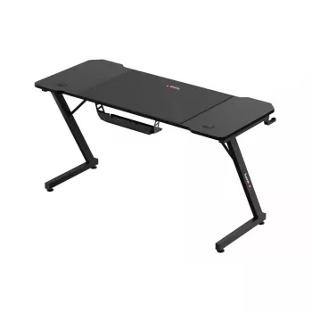 Ergonomiskais spēļu galds huzaro Hero 3.3 Melns — taisnstūra virsma 1400x600 mm, 740 mm augstums, 15 mm virsma