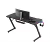 Gaming galds huzaro Hero 3.3 RGB — melns taisns galda virsmas 1400x600 mm, LED apgaismojums, krūzes turētājs, austiņu āķis