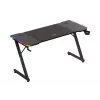 Gaming galds huzaro Hero 3.3 RGB — melns taisns galda virsmas 1400x600 mm, LED apgaismojums, krūzes turētājs, austiņu āķis