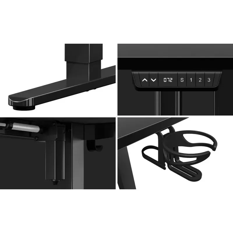 Spēļu galds huzaro Hero 9.1 Melns — L-veida MDF virsma, USB-C uzlāde, LED vadība, regulējams augstums 72–118 cm