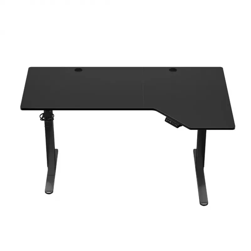 Spēļu galds huzaro Hero 9.1 Melns — L-veida MDF virsma, USB-C uzlāde, LED vadība, regulējams augstums 72–118 cm