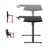 Spēļu galds huzaro Hero 9.1 Melns — L-veida MDF virsma, USB-C uzlāde, LED vadība, regulējams augstums 72–118 cm