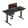 Spēļu galds huzaro Hero 9.1 Melns — L-veida MDF virsma, USB-C uzlāde, LED vadība, regulējams augstums 72–118 cm