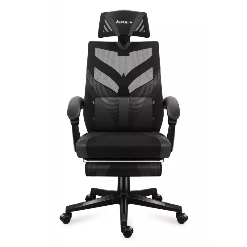 Spēļu krēsls Huzaro Combat 5.0 Mesh Seat Melns - elpojošs sieta sēdeklis, regulējams atzveltnes slīpums 90-140°, maks. slodze 140 kg, roku balsti, kāju balsts