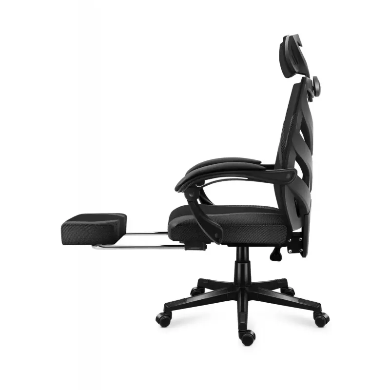 Spēļu krēsls Huzaro Combat 5.0 Mesh Seat Melns - elpojošs sieta sēdeklis, regulējams atzveltnes slīpums 90-140°, maks. slodze 140 kg, roku balsti, kāju balsts