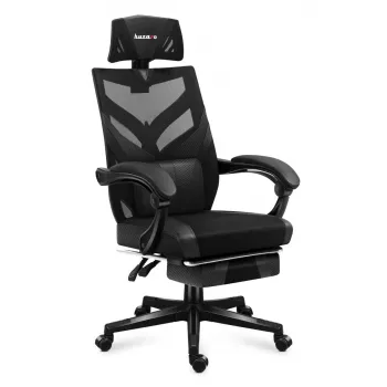 Spēļu krēsls Huzaro Combat 5.0 Mesh Seat Melns - elpojošs sieta sēdeklis, regulējams atzveltnes slīpums 90-140°, maks. slodze 140 kg, roku balsti, kāju balsts