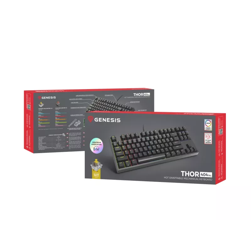 GENESIS Thor 404 TKL tastatūra Gaming USB QWERTY US International Melna