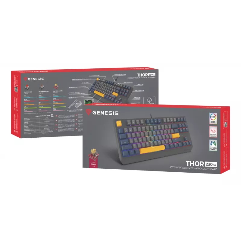 GENESIS Thor 230 TKL tastatūra Gaming USB QWERTY Angļu Blue