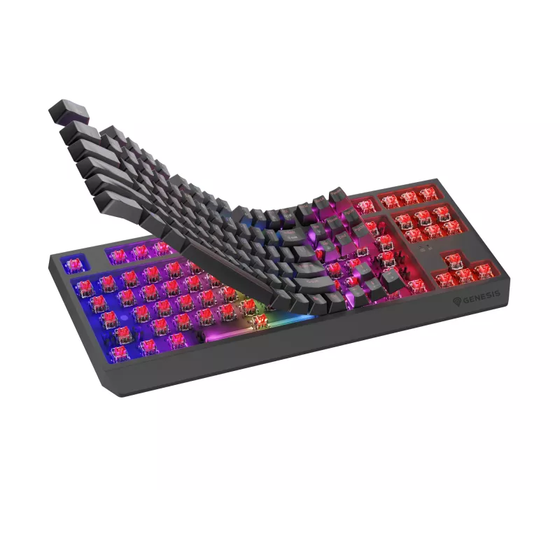 Genesis Thor 230 TKL bezvadu mehāniskā tastatūra spēlētājiem, Outemu Red, melna