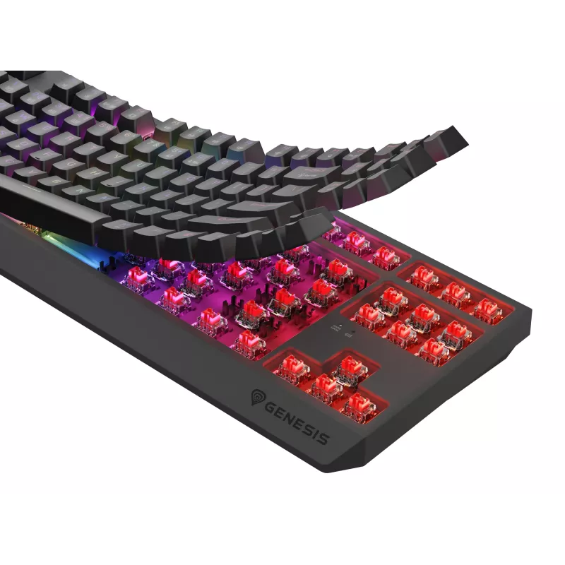 Genesis Thor 230 TKL bezvadu mehāniskā tastatūra spēlētājiem, Outemu Red, melna