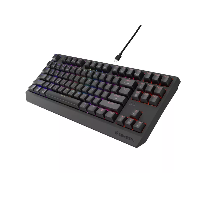 Genesis Thor 230 TKL bezvadu mehāniskā tastatūra spēlētājiem, Outemu Red, melna