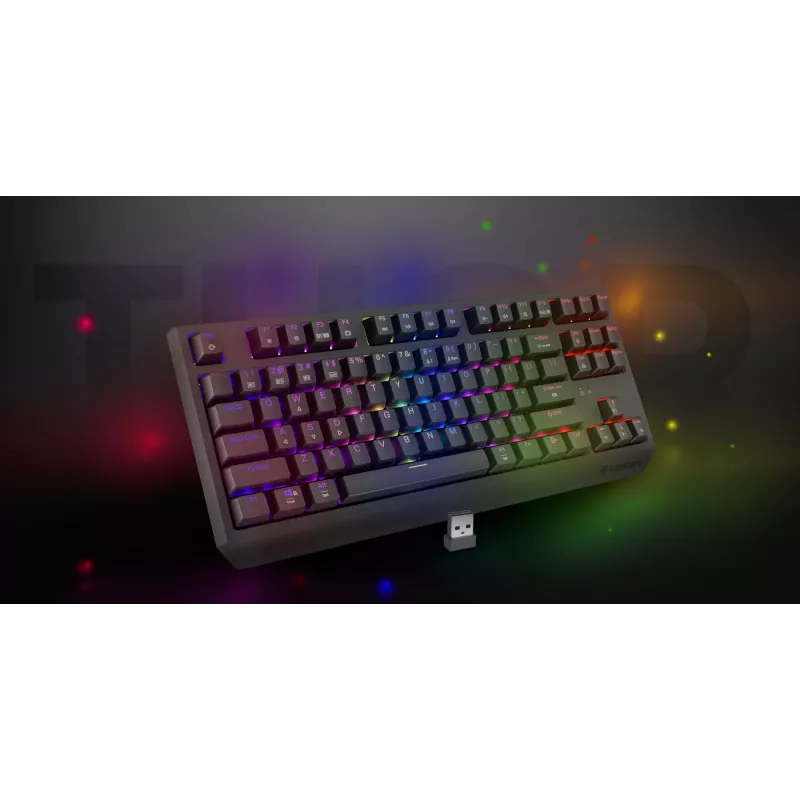 Genesis Thor 230 TKL bezvadu mehāniskā tastatūra spēlētājiem, Outemu Red, melna