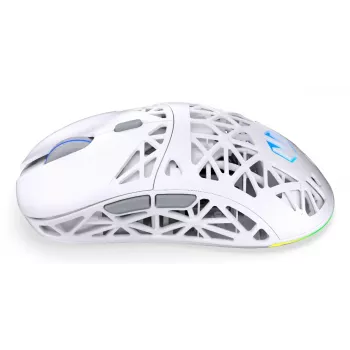 Bezvadu spēļu pele ENDORFY LIV Onyx White — Bluetooth/2.4GHz, 12000 DPI, abpusēja, aRGB apgaismojums, 6 pogas, USB-A/USB-C kabelis