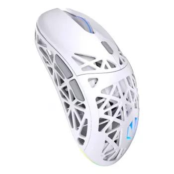 Bezvadu spēļu pele ENDORFY LIV Onyx White — Bluetooth/2.4GHz, 12000 DPI, abpusēja, aRGB apgaismojums, 6 pogas, USB-A/USB-C kabelis
