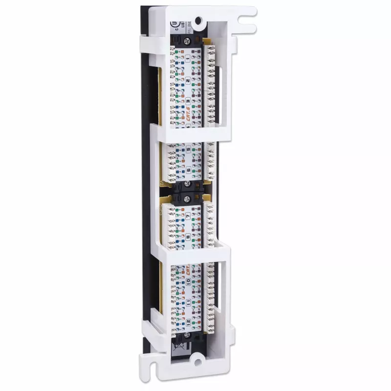 Intellinet Sadales panelis, Cat6, Sienas montāžai, UTP, 12 porti, Melns
