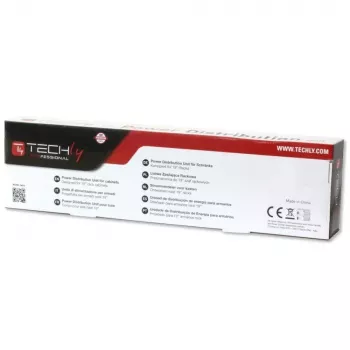 Techly I-CASE STRIP-16SH strāvas sadalītājs (PDU) 6× Schuko 1.5U melns/sudrabs