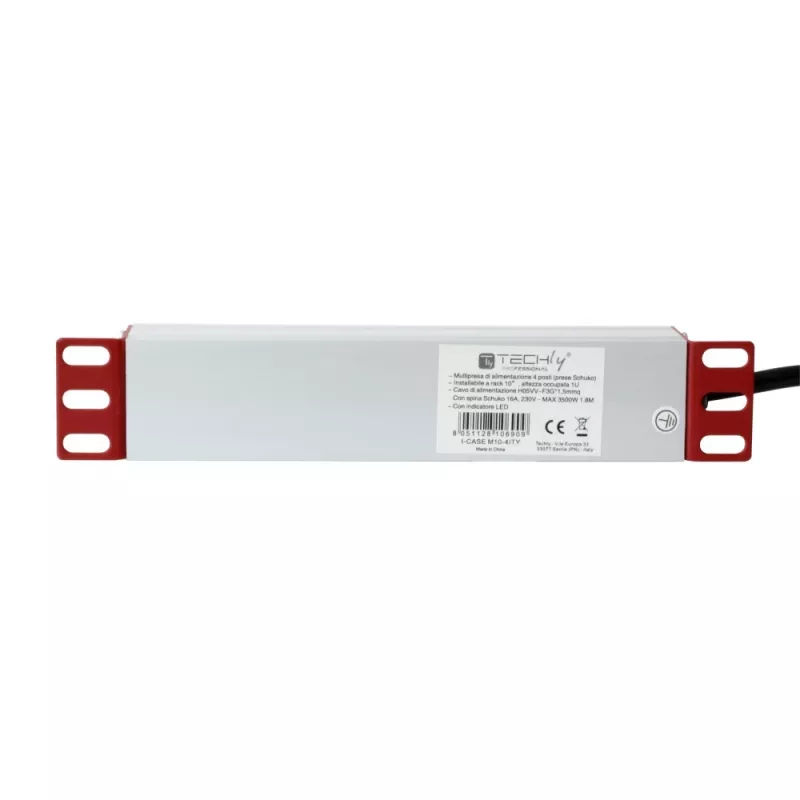 Techly Universal Power Strip Rack 10 collu 4 kontaktligzdas Schuko spraudnis Melns Sudrabs 1U
