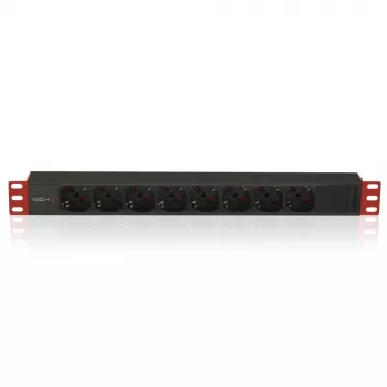 Techly Multi-Socket 8 kontaktligzdas 19 collu statīvam C14 spraudnis 1 HE Melns Sarkans